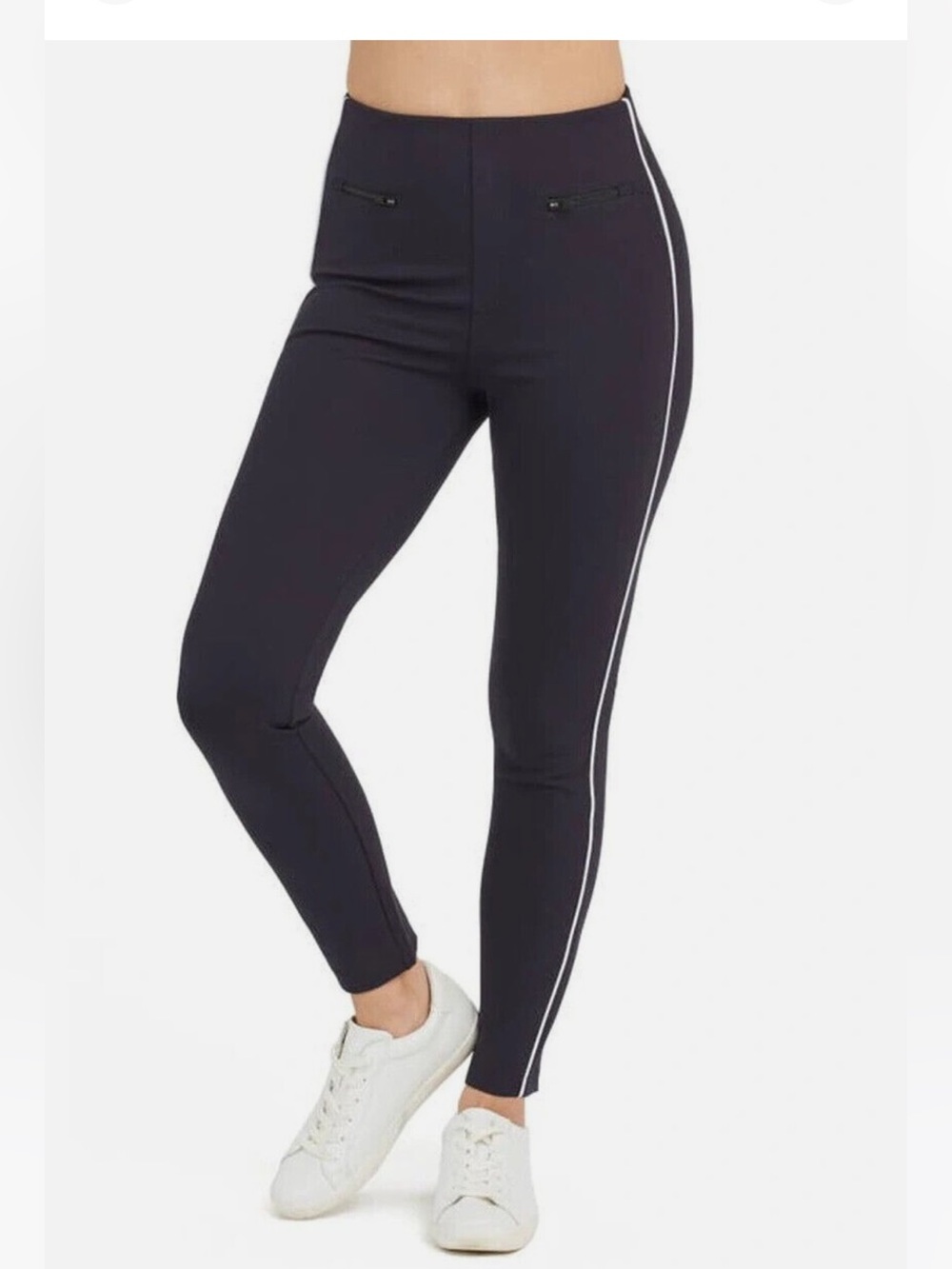 Spanx Ankle Piped Skinny Perfect Pants 20286R Navy Sz M
